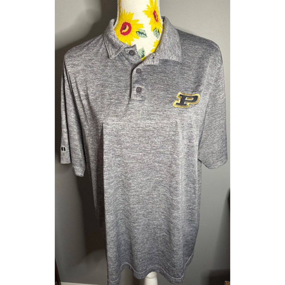 Holloway Gray Polo Shirt with Purdue Logo